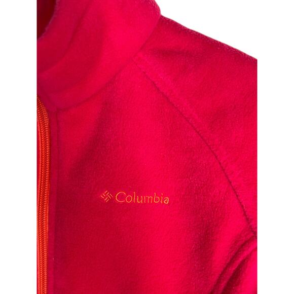 Columbia Fleece Jacket Bright Pink Full Zip Soft Warm Girls Youth L (14/16) - Picture 6 of 8